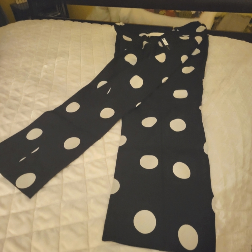 Anthropologie black polka-dot pants